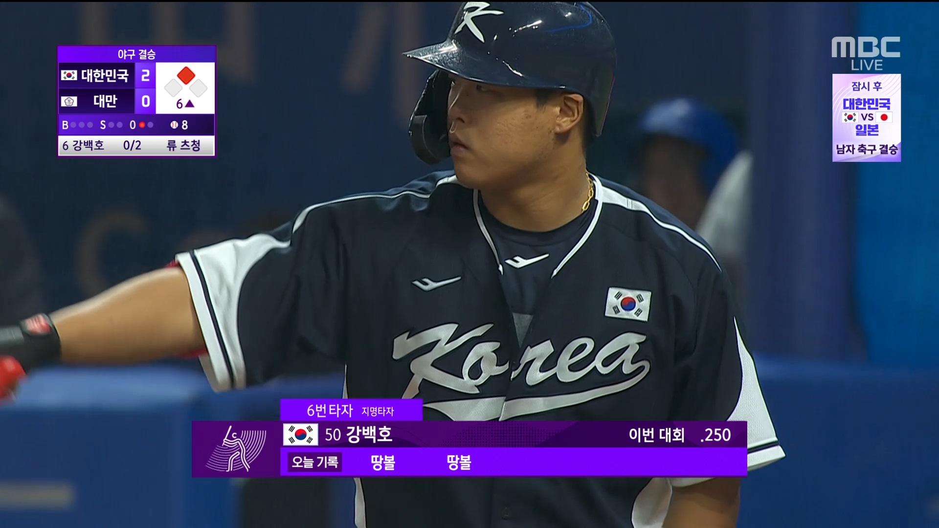 야구 | 결승 <대한민국:대만> 6회 초...대만의 견제 투구에도 '강백호'의 안타! 이미지