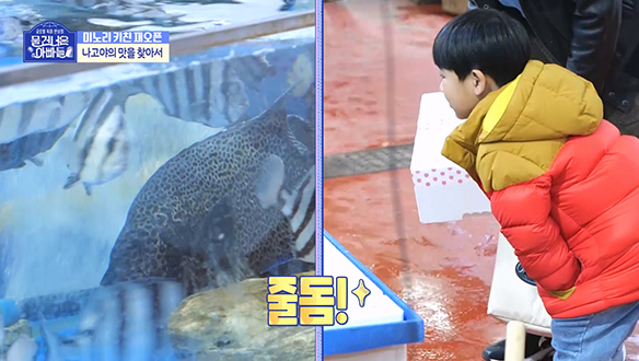 [선공개] 역사적인 광어회 첫 도전⁉️ 아빠 미노리 & 리온이의 수산시장 나들이!💕 클립