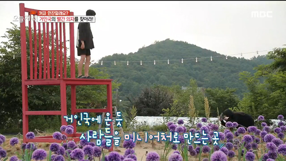 SNS 사진 명소! 초대형 '빨간 의자'와 다양한 포토존 가득! '정원 카페'  클립 이미지