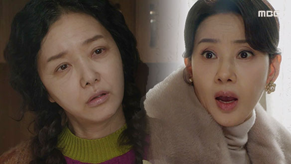 머리핀을 훔치는 화영(오현경)을 바라보는 숙희(정소영)