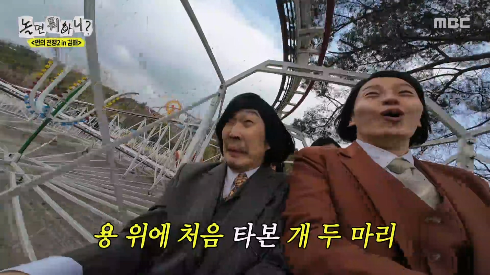 용 위에 처음 타본 소형견 하하 X 허경환! 평균 나이 47세, 어린이 용 열차 탑승🎉