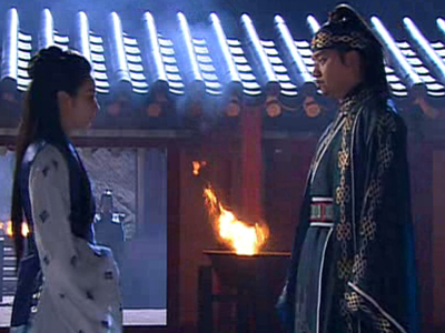 궁에서 마주친 대소에게 주몽의 시신을 보기전에 죽음을 믿지 못한다는 소서노 클립 이미지